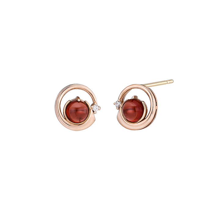 14K 럭키 위시 천연 탄생석 귀걸이(4.0mm)
