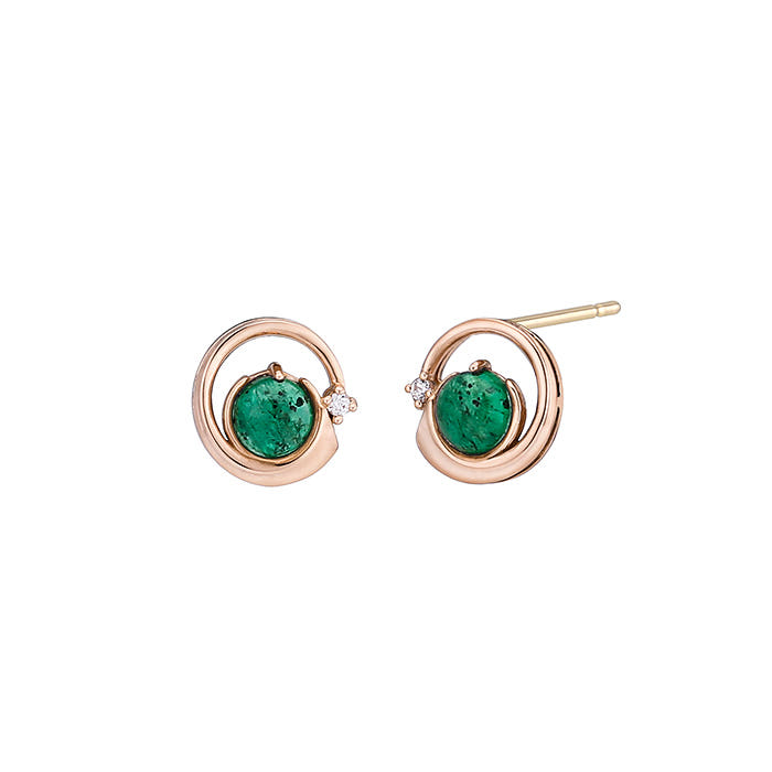 14K 럭키 위시 천연 탄생석 귀걸이(4.0mm)