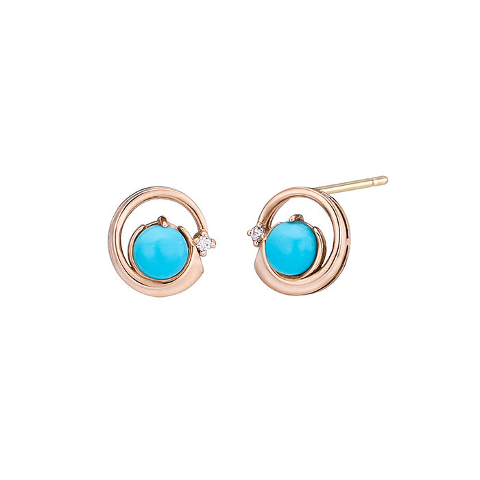 14K 럭키 위시 천연 탄생석 귀걸이(4.0mm)