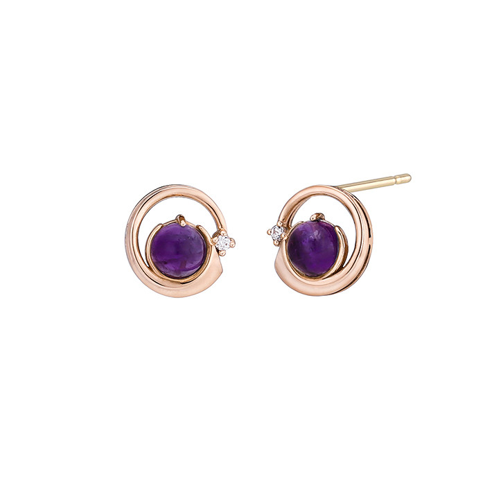 14K 럭키 위시 천연 탄생석 귀걸이(4.0mm)