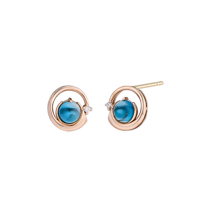 14K 럭키 위시 천연 탄생석 귀걸이(4.0mm)