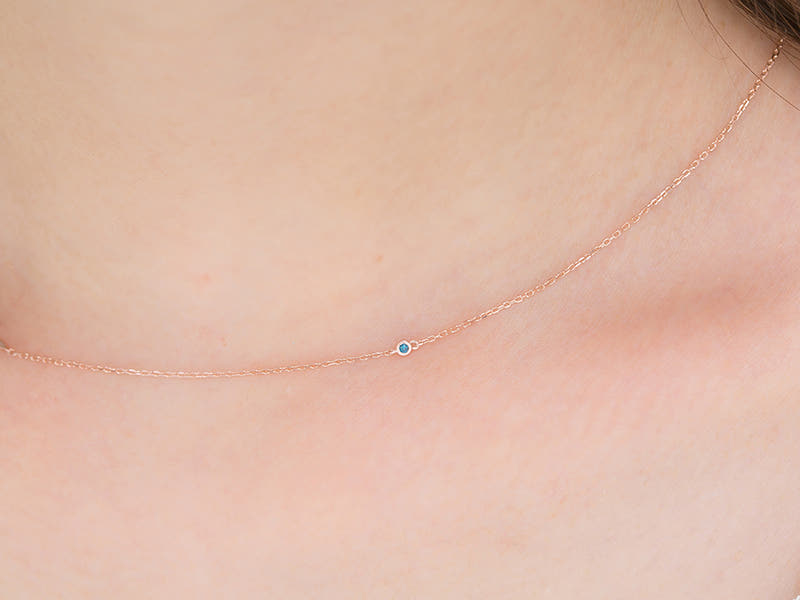 14k 트리플 십자가 블루 다이아몬드 초커 목걸이