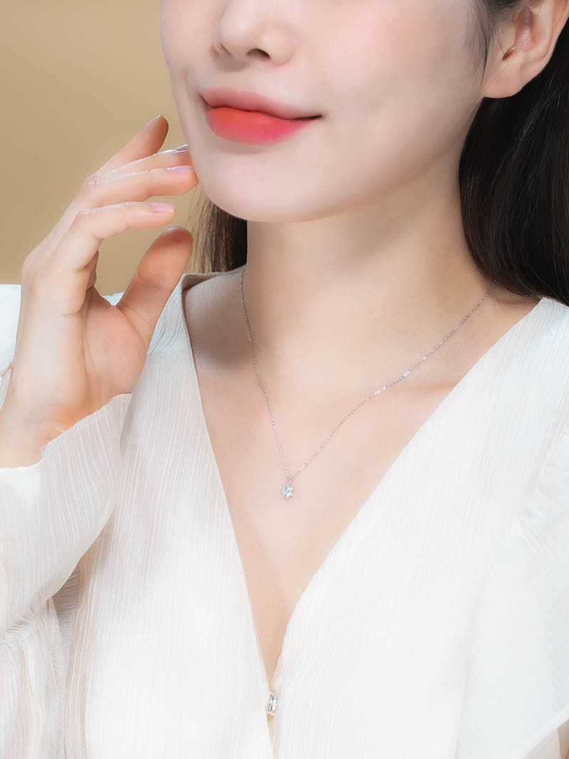 14k 플라워 3부 다이아몬드 프로포즈 목걸이