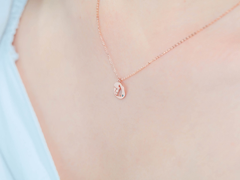 14K 블루 다이아 코인 고양이 목걸이