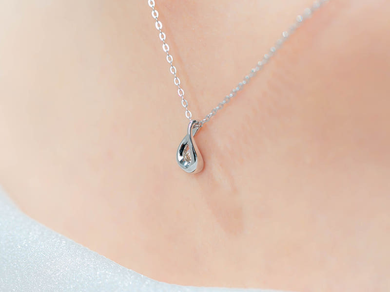 14K 볼륨 물방울 1부 꼬냑 다이아 프로포즈 목걸이