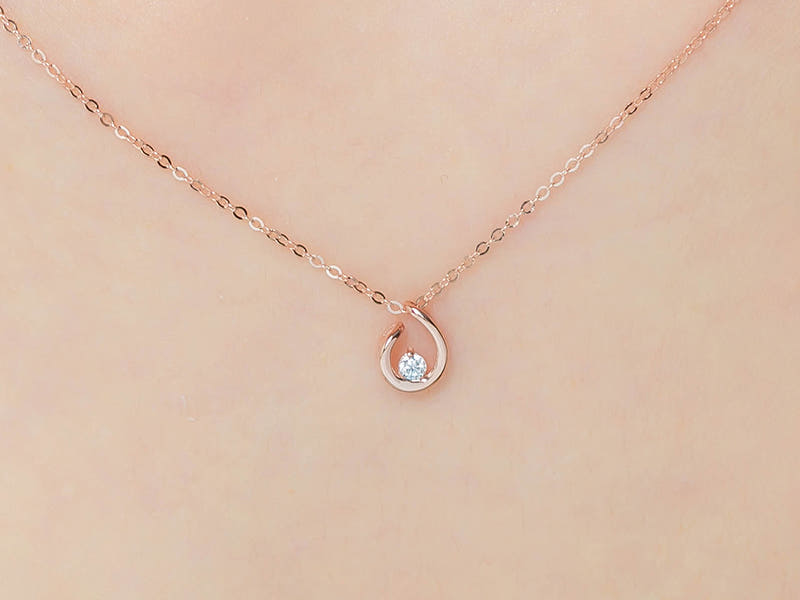 14K 웨이브 물방울 목걸이