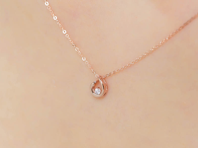 14K 웨이브 물방울 목걸이
