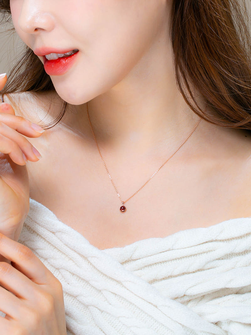 14K 1월 탄생석 가넷 목걸이