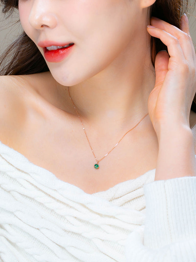 14K 5월 탄생석 에메랄드 목걸이
