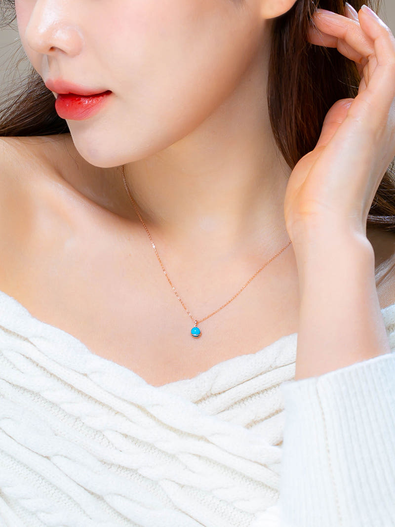 14K 12월 탄생석 터키석 목걸이