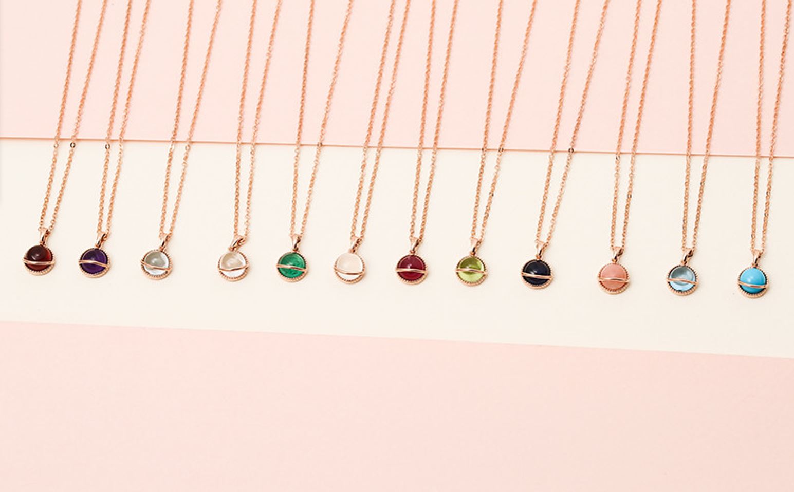 14K 쏠라 써클 천연 탄생석 목걸이(5.0mm)