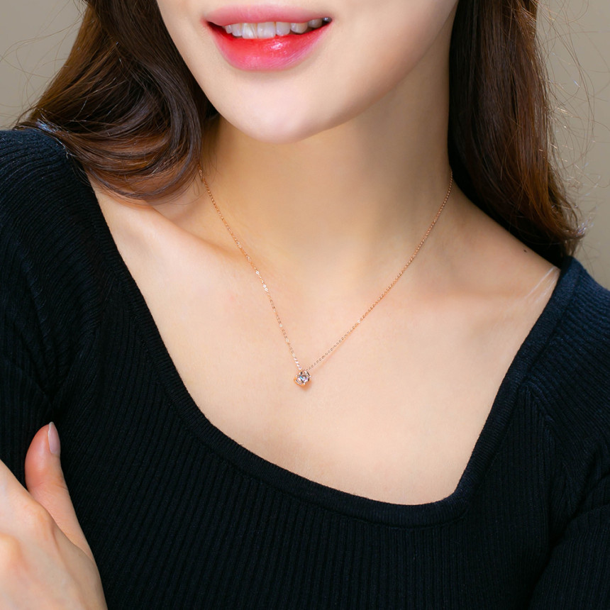 14K 프린세스 큐브 탄생석 목걸이