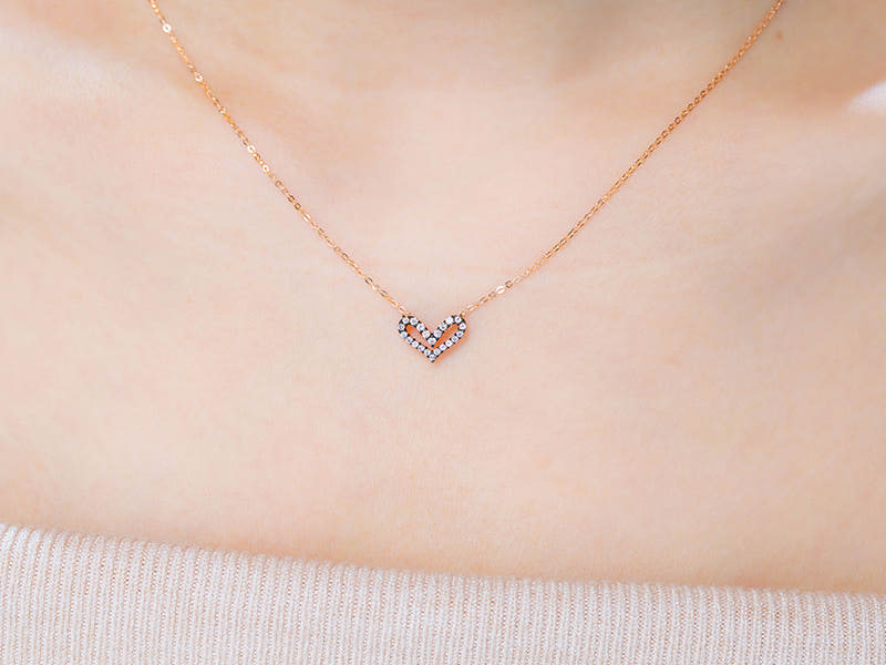 14K 러브 블랙 하트 목걸이