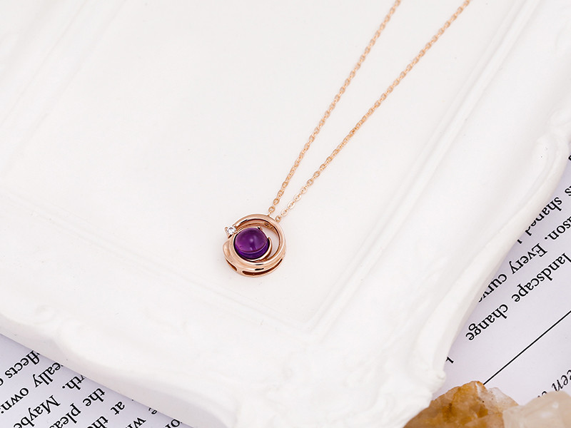 14K 럭키 위시 천연 탄생석 목걸이(5.0mm)