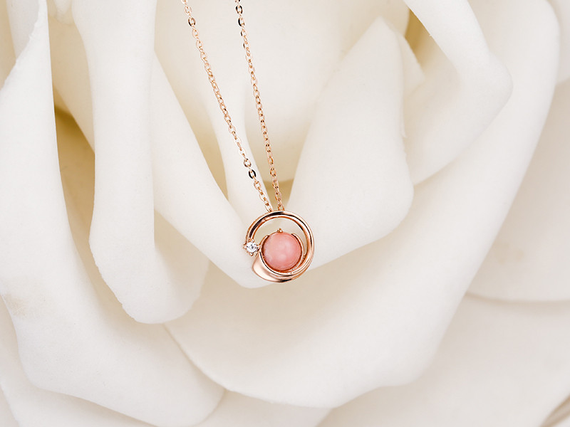14K 럭키 위시 천연 탄생석 목걸이(5.0mm)