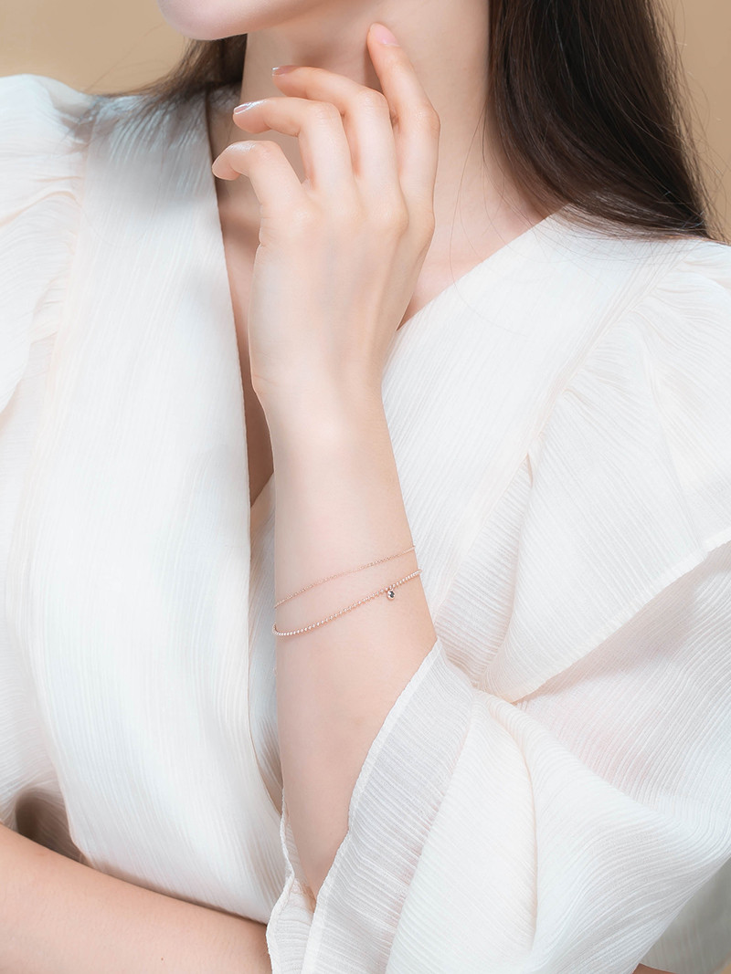 14k 러프 블루 다이아 볼 두줄 팔찌